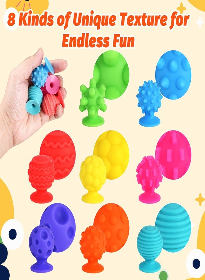 GOLDGE 16 Pack Sensory Fidget Toys for Kids, Textured Suction Cup Toys for Autism, Silicone Stress Relief Toys for Adults, Calm Corner Supplies for Classroom,Stocking Stuffers,Road Trip (8 Colors) - Image 3